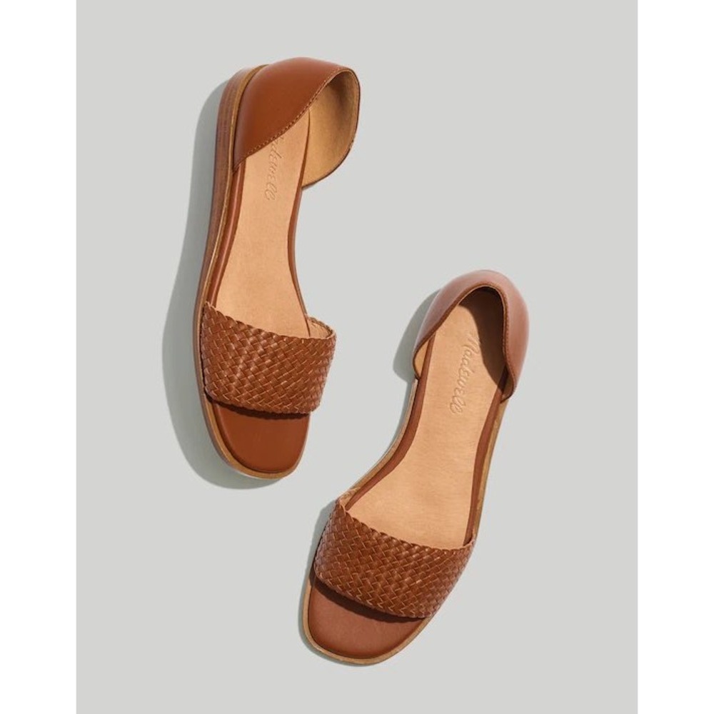 Madewell Flats Sandals The Nelda d'Orsay Leather Dried Maple Brown size 8
